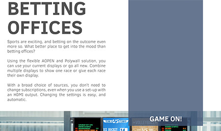 Visiology, Polywall, Betting Offices, HDMI-in, Videowall, Control Room Software